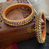 Kada Kundan Bangle-Oval-Golden-G3657